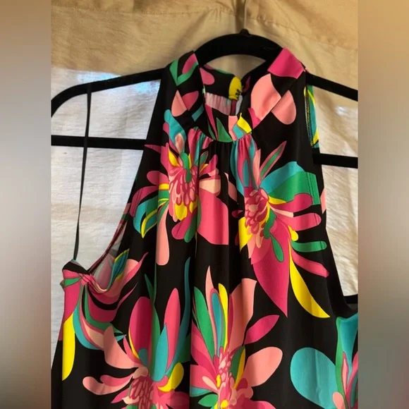 Trina Turk Multicolor Floral Print Halter Mini Dress Size L - Picture 5 of 7